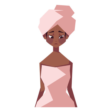 afro girl with oily skinのイラスト素材