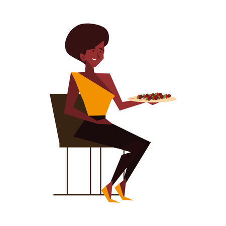 woman with grill skewersのイラスト素材