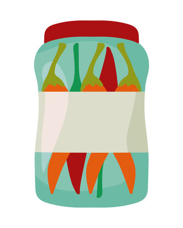 chili peppers in a jarのイラスト素材
