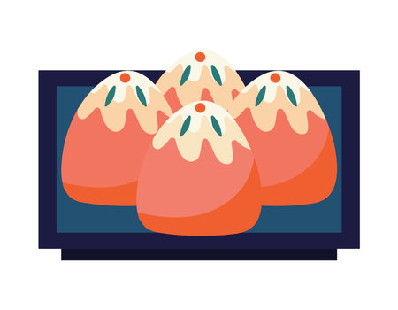 indian pastry in plateのイラスト素材