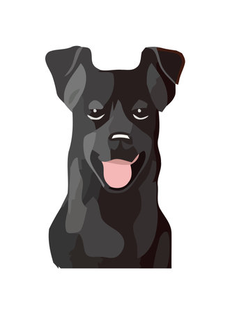 Cute puppy watches smiling friend closelyのイラスト素材