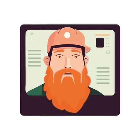 bearded adult man on screenのイラスト素材