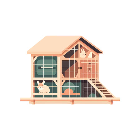Cute rabbits in rural cottageのイラスト素材