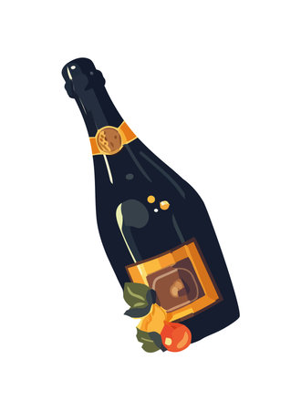Wine bottle symbolizes celebration and luxuryのイラスト素材