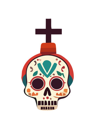 Cross and skull adorn the spookyのイラスト素材