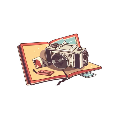 Old fashioned camera and equipmentのイラスト素材