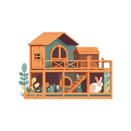 Cute farm rabbit in a rural houseのイラスト素材