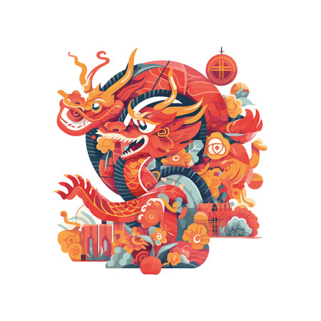 Chinese dragon symbol of prosperity and wealthのイラスト素材