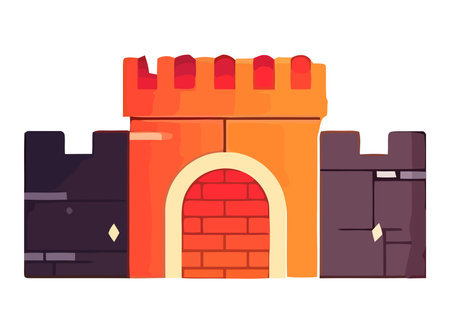 Medieval castle built with ancient brick wallsのイラスト素材
