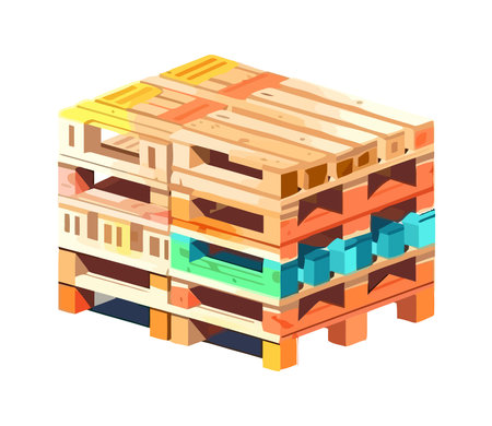 srack of wooden palletsのイラスト素材