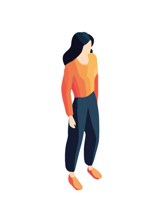 Fashionable businesswoman walking with confidence in jeansのイラスト素材