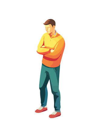 man character with folded armsのイラスト素材