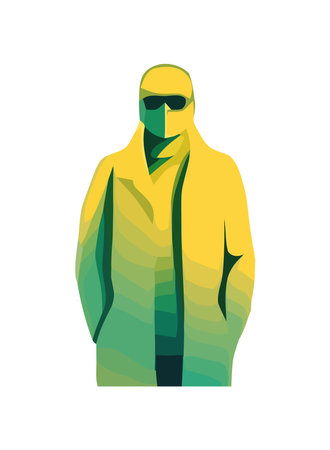 silhouette man with sunglasses, flat designのイラスト素材