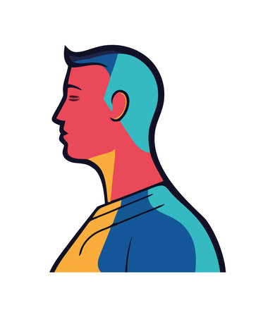 side view portrait male colored styleのイラスト素材