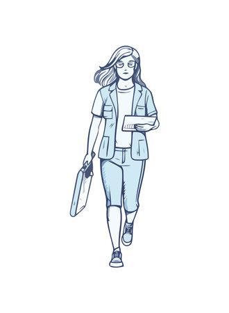 Walking businesswoman with briefcaseのイラスト素材