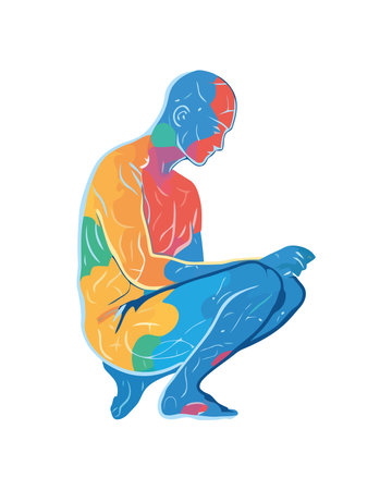 Muscular athlete sitting, symbol of strength exercisingのイラスト素材