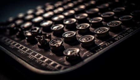 Old fashioned typewriter types metallic letters with nostalgia generated by artificial intelligenceの素材