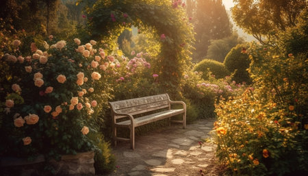 Beauty in nature flower blossom, green grass generated by artificial intelligenceの素材