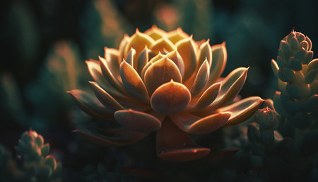 Sharp focus on pink flower head underwater generated by artificial intelligenceの素材