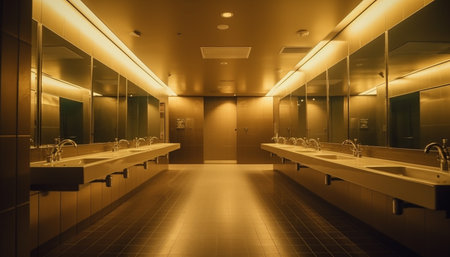 Luxury modern office with bright illuminated glass generated by artificial intelligenceの素材