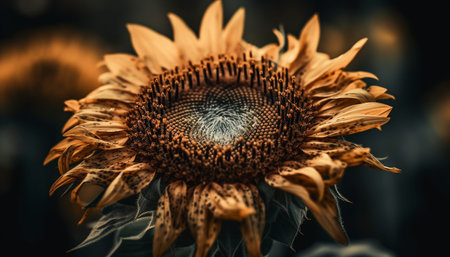 Sunflower beauty in nature shines in sunlight generated by artificial intelligenceの素材