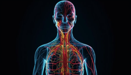 Male chest x ray shows healthy blood flow generated by artificial intelligenceの素材