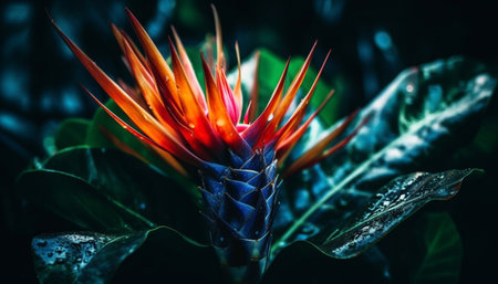 Vibrant tropical flower, close up, underwater, wet generated by artificial intelligenceの素材