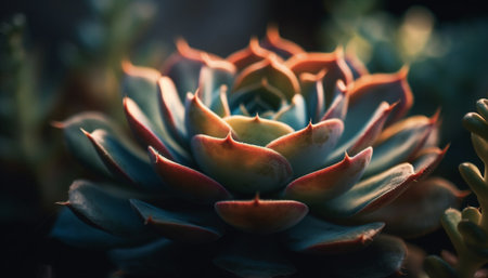 Sharp thorns protect succulent plant vibrant beauty generated by artificial intelligenceの素材
