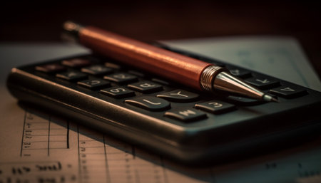 Selective focus on financial figures, calculating success generated by artificial intelligenceの素材