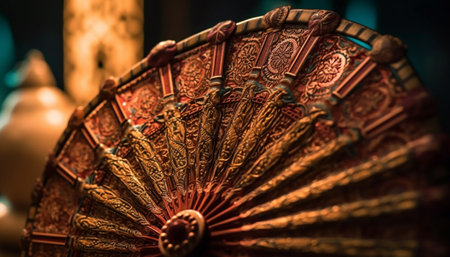 Ornate hand fan, a craft product from ancient Japanese culture generated by artificial intelligenceの素材