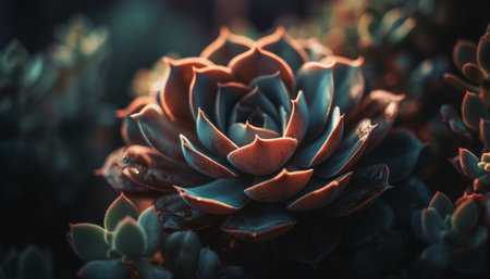 Sharp thorns protect succulent plant beauty in nature generated by artificial intelligenceの素材