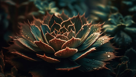 Sharp thorns protect succulent plant vibrant beauty generated by artificial intelligenceの素材