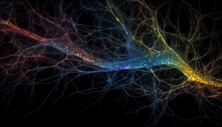 Glowing futuristic galaxy backdrop with flowing wave pattern generated by artificial intelligenceの素材