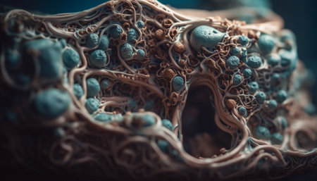 Underwater biology reveals intricate cellular sea life generated by artificial intelligenceの素材