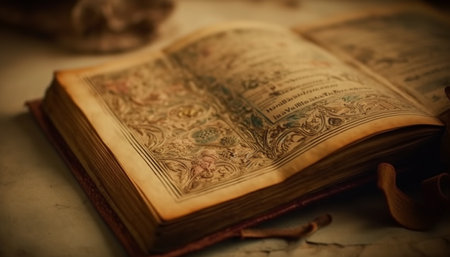 Ancient religious text, wisdom, spirituality, and history generated by artificial intelligenceの素材