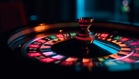 Roulette wheel spinning, chance for jackpot success generated by artificial intelligenceの素材