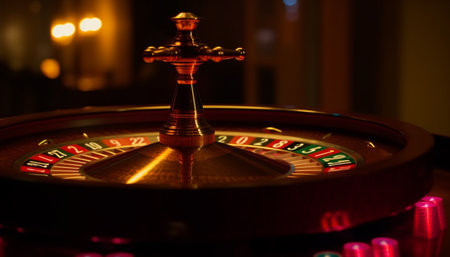 Roulette wheel spinning, chance for jackpot opportunity generated by artificial intelligenceの素材