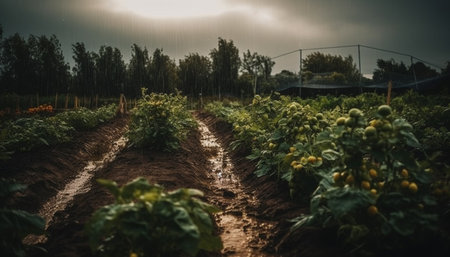 Fresh organic fruit and vegetables grown naturally generated by artificial intelligenceの素材