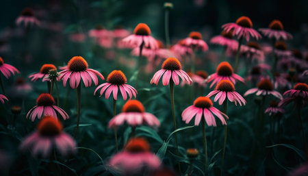 Vibrant wildflower meadow, beauty in nature growth generated by artificial intelligenceの素材
