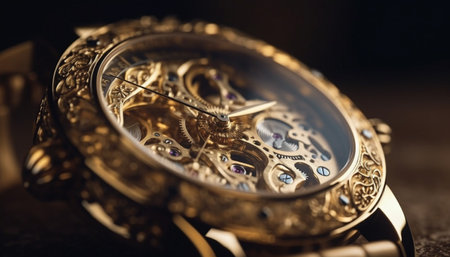 Antique pocket watch, accurate minute hand movement generated by artificial intelligenceの素材