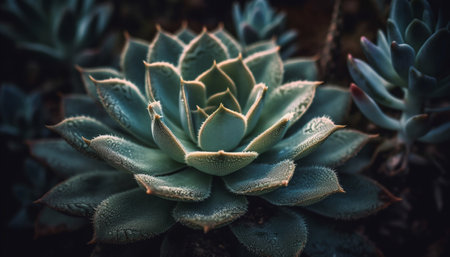 Sharp thorns protect succulent plant beauty in nature generated by artificial intelligenceの素材