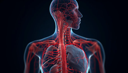 Human respiratory system anatomy illustrated in 3D generated by artificial intelligenceの素材