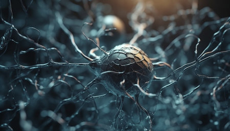 Molecular structure of a cancer cell magnified generated by artificial intelligenceの素材