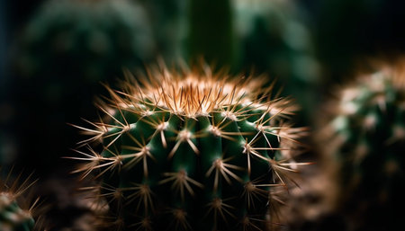 Sharp thorns on succulent plant bring pain generated by artificial intelligenceの素材