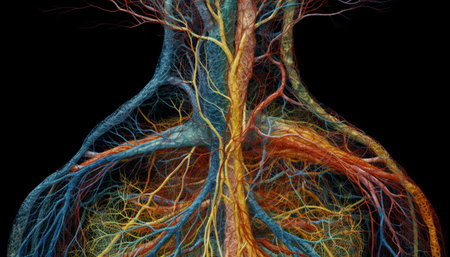 Neural axons connect nerve cells in brain generated by artificial intelligenceの素材