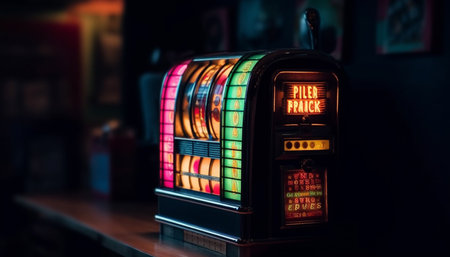 Luck and chance at the glowing casino bar generated by artificial intelligenceの素材