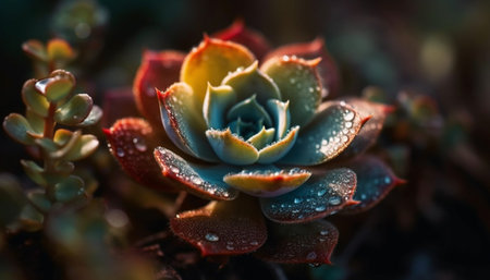 Fresh pink petals adorn succulent plant underwater generated by artificial intelligenceの素材