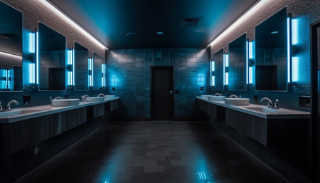 Luxury bathroom with modern elegance and bright lighting generated by artificial intelligenceの素材