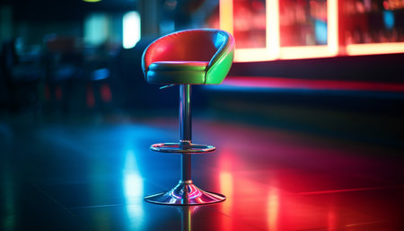 Modern nightclub stage illuminated with bright lighting equipment generated by artificial intelligenceの素材