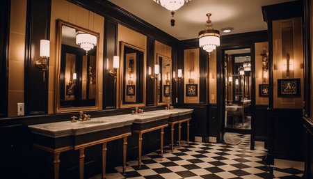 Luxury modern apartment with elegant wood decor generated by artificial intelligenceの素材